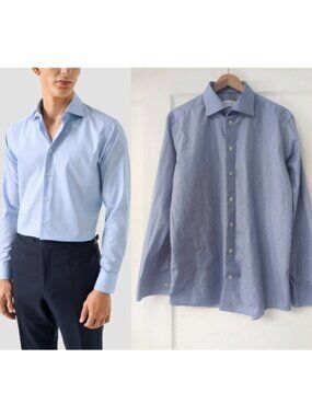 Eton | Slim Fit Brighton Shirt In Blue Micro Polka Dot (16.5 / 42)